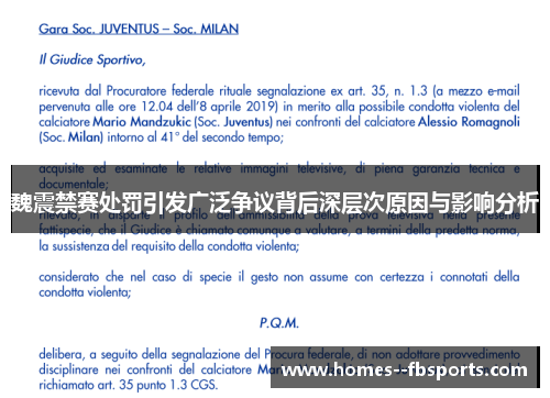 魏震禁赛处罚引发广泛争议背后深层次原因与影响分析 魏震禁赛处罚引发广泛争议背后深层次原因与影响分析